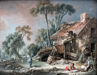 Landschaft mit Bauernhaus